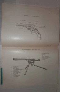 VECCHIA STAMPA DELLA MITRAGLIATRICE FIAT MOD 1914 E PISTOLA A ROTAZIONE MOD 89 - Picture 1 of 1
