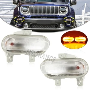 For Jeep Renegade 19-21 Pair Front DRL Amber Parking Turn Signal Light Fog Lamp - Picture 1 of 24