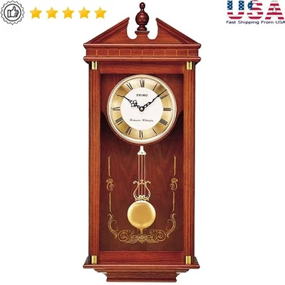 Regal Oak Wall Clock Pendulum Chiming Quartz Musical Home Decor Accent New - Image 1 of 4