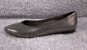 Zapatos planos bailarina punta puntiaguda estampado serpiente Vionic Caballo Gunmetal para mujer 10 - Imagen 1 de 10