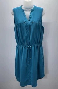 APT. 9 Cinch Waist Sleeveless Lined Green Shirt Dress Size Women’s Large - Picture 1 of 9