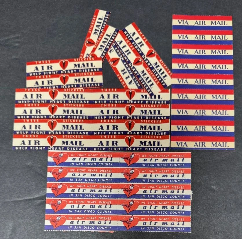 Vintage Airmail Patriotic Etiquette stamps stickers for mail envelopes - Image 1 of 1