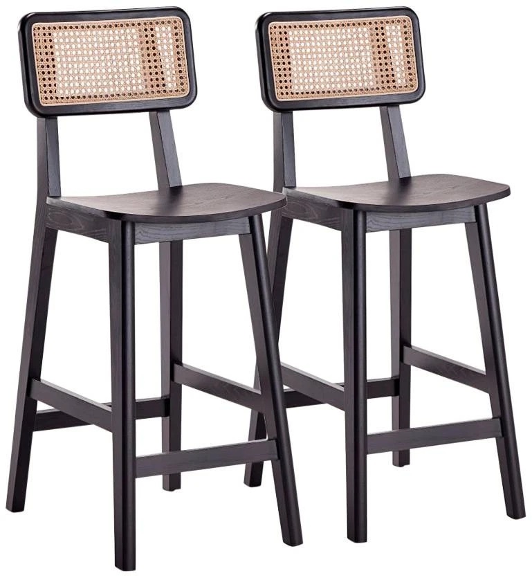 Versailles 26" Black Wood Counter Stools Set of 2 - Image 1 of 1