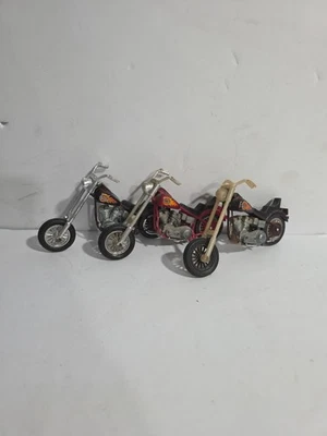 (3) 1993 MATCHBOX Harley-Davidson Motorcycles CHOPPERS Red & Maroon Fire Flame - Image 1 of 3