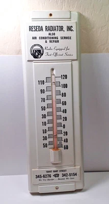 Vintage Metal Advertising Thermometer Reseda Radiator Inc Ca JBX47 - Image 1 of 4