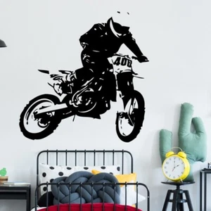 Motocross Wall Sticker Motorbike Dirt Wall Decal Boys Bedroom Decor mb19 - Picture 1 of 2