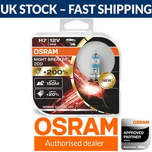 OSRAM Night Breaker 200 H7 Car Headlight Bulbs (Twin) - 200% More Light - Imagen 1 de 3