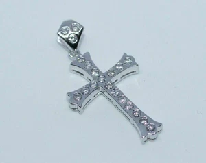 Simulated 1.10 CT Round Cut Sapphire Men's Cross Pendant In 935 Argentium Silver - Picture 1 of 11