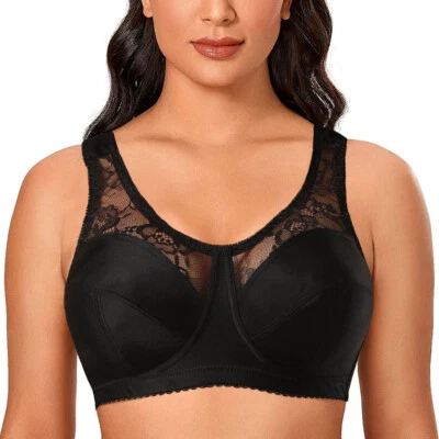 Women's Lace Plus Size Bra Minimizer Unlined Wireless Full Coverage Bras 32 - 52 - Image 1 of 4