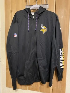 NFL Black Minnesota Vikings Sweatshirt jacket w Hoodie Size 2XL NWOT - Picture 1 of 3