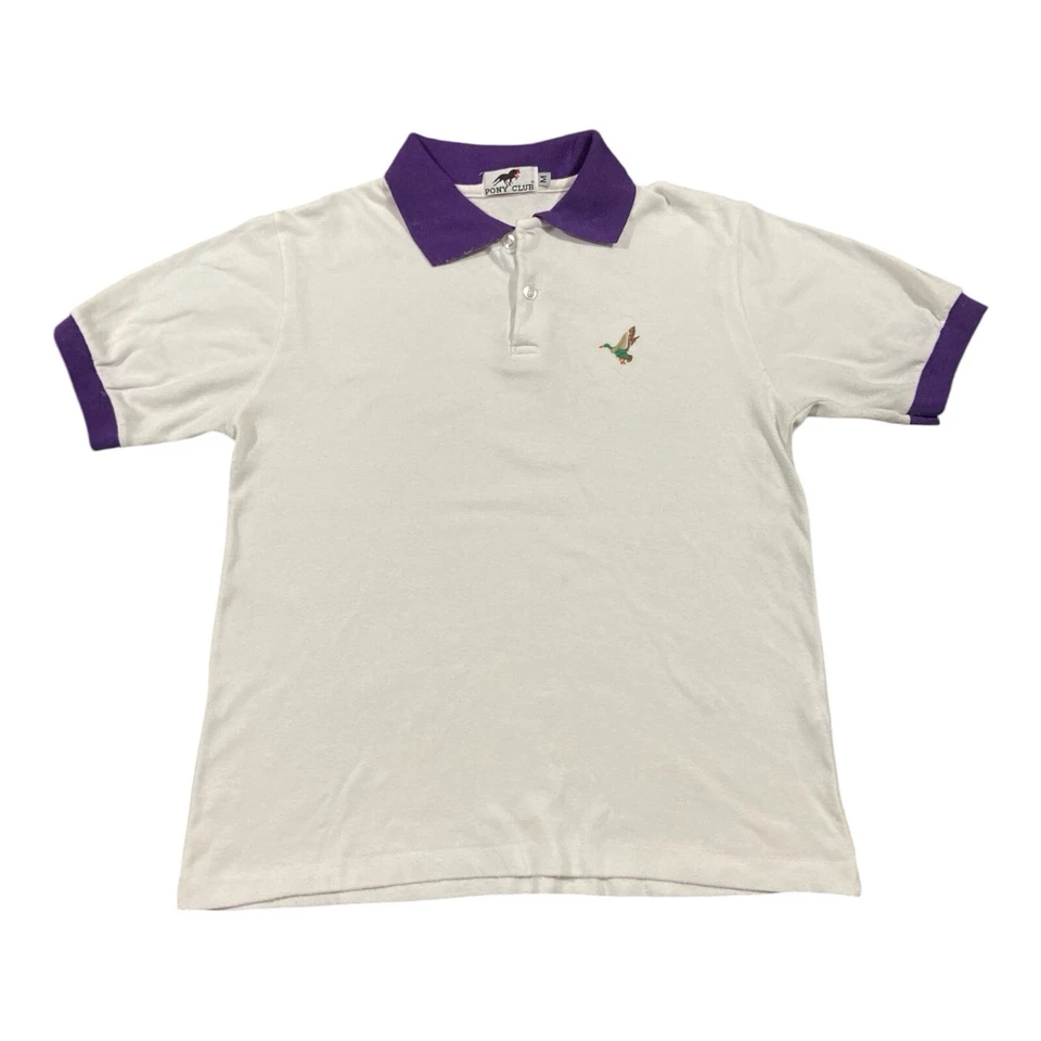 VTG 90s Men's Pony Club Polo Shirt Size M Single Stitch Embroidered Duck Logo - Image 1 of 4