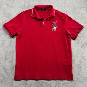 Polo Ralph Lauren Poloshirt Herren Large Rot Amerikanische Flagge Muster Big Pony - Bild 1 von 7