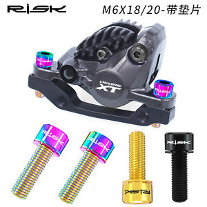 RISK 4PCS M6×18/20mm Titanium Ti Bolts Screws for MTB Bike Disc Brake Caliper