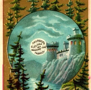 c1880s Thurber's Electra Castle Trade Card Cleaning Soap Laundry Forbes NICE C8 - Bild 1 von 3