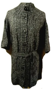 NEW YORK & Co. maglione cardigan lungo L nero grigio tri-miscela boho lunghezza trench - Foto 1 di 5