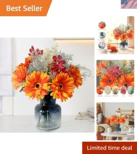 Stunning Centerpiece: Artificial Daisy & Orchid Flowers in Gradient Vase - Picture 1 of 11