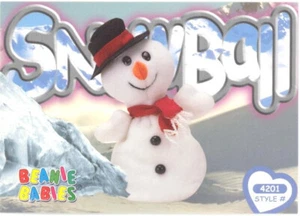 TY Beanie Babies BBOC Card Series 4 Common Snowball the Snowman NM/Mint - Picture 1 of 2