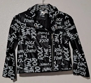 D-Signed Descendants Disney Jacket Girls Size Large (L) Black Graffiti Moto Zip - Picture 1 of 9