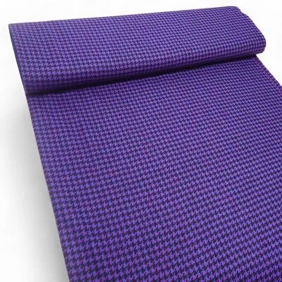 Pure Wool Dogtooth Purple Blue Flecked Coat Winter Dressmaking Material - Image 1 of 4