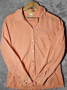 Sigrid Olsen Button Up Shirt Small Lightweight Peach Orange Collared - Picture 1 of 14