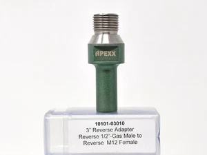 Stainless Reverse 3″ Thread Adapter (1/2 gas MRT – 12mm FRT) - Picture 1 of 1