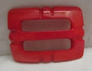 Vintage Dyed Coral Red Mother of Pearl Shell Carved Slide Buckle 1 3/8 x 1 7/8 - Picture 1 of 2