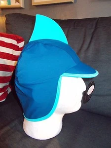 M&S UPF 40+ 'Shark Fin' Sun Swim Hat w/Neck Cover 1-3yrs Blue Mix BNWT - Picture 1 of 3