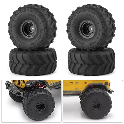 Beadlock Wheels Huge Tires Monster Truck Tire for 1/24 Axial SCX24 Crawler - Image 1 of 4
