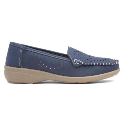 Softlites Womens Shoes Blue Adults Ladies Loafer Navy Casual Wedge SIZE