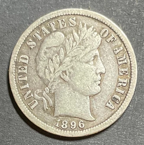 VF 1896-S Barber Liberty Dime key date rare old original great problem free i196 Cover