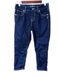 SILVER Jeans Super Stretch Suki High Capri Size W30/L24 Dark Wash Casual - Picture 1 of 13