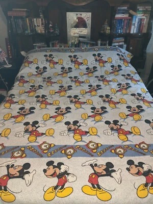 Vtg  Disney's Mickey Mouse Blanket Bed Cover Twin/Full Sz 84"X'72" - Image 1 of 4