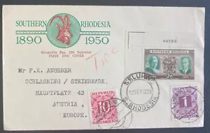 1950 Selukwe Southern Rhodesia first Day Cover FDC to Steiermark Austria - Picture 1 of 2