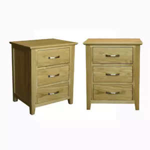 NEW 2x Avalon Solid American Oak Timber Bedside Tables - Picture 1 of 2