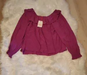 Knox Rose Boho Women's Top Size L Long Sleeve purple Round Neck Blouse - Picture 1 of 5