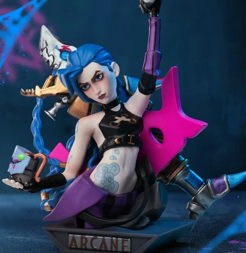 X LEAGUE OF LEGENDS ARCANE FIGURE SERIES CONFIRMED FIGURE TREND ART TOY -【JINX】 - Image 1 of 4