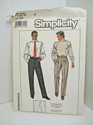 Simplicity 9029 Men's Pants  Size 34  sewing pattern 1989 New Envelope Damage  - Image 1 of 4