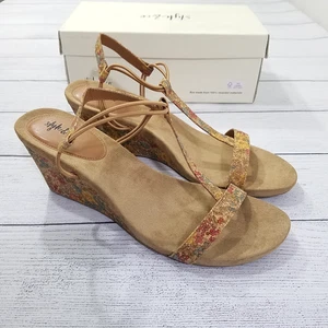 Sandalias de cuña de corcho floral Style & Co Mulan para mujer talla 12 - Imagen 1 de 8