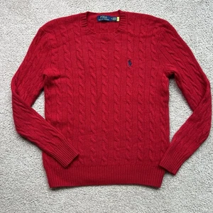 Suéter Polo Ralph Lauren Tejido con Cable Lana/Cachemira Rojo Talla Mediana - Imagen 1 de 8