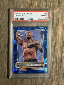 2025 Topps Chrome Sapphire WWE The Rock #10 PSA 10 - Picture 1 of 2