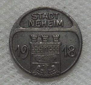 1918 NEHEIM GERMANY 50 PFENNIG EMERGENCY COINAGE NOTGELD TOKEN - Picture 1 of 2