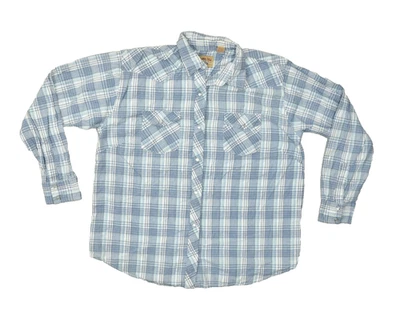 Moda Tech Men's Blue Plaid Western Snap Shirt Long Sleeve Regular Size XL - Image 1 of 4