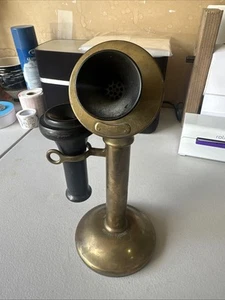 1910er-1920er Jahre antiker Western elektrischer Kerzenständer TELEFON MODELL 323 Messing 20L - Bild 1 von 10