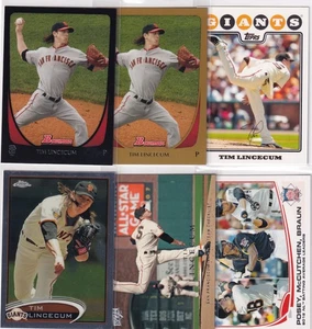 LOT (9) SAN FRANCISCO GIANTS TIM LINCECUM BUSTER POSEY TOPPS CHROME BOWMAN #3080 - Picture 1 of 2