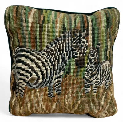 Almohada de punta de aguja de colección lana terciopelo cebra cebras animales de safari 9,5x9,5 nueva Foto 1 de 4