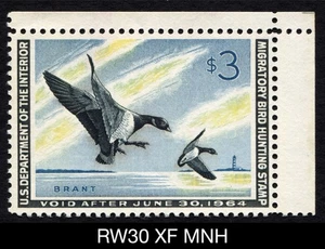 RW30 XF MNH 1963 Brants US Federal Duck Stamp Migratory Waterfowl Mint - Picture 1 of 3