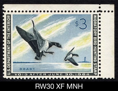 RW30 XF MNH 1963 Brants US Federal Duck Stamp Migratory Waterfowl Mint - Image 1 of 3