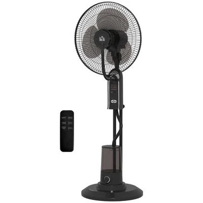 HOMCOM Ventilatore a Nebulizzazione 3 Velocità 3 Modalità con Telecomando Nero - Immagine 1 di 4