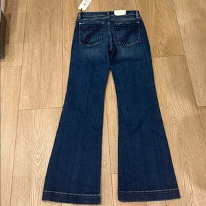 Jeans donna DOJO sartoriale nuovo con etichette 7 For All Mankind taglia 30 con gamba svasata. - Foto 1 di 9