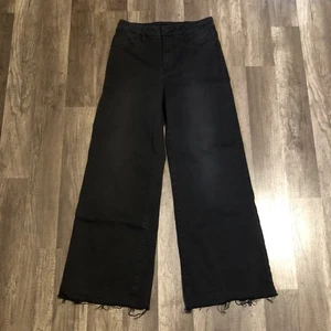 KUT from the Kloth Jeans Womens 0 Meg High-rise Wide-leg Black Raw Hem 27 x 27 - Picture 1 of 18